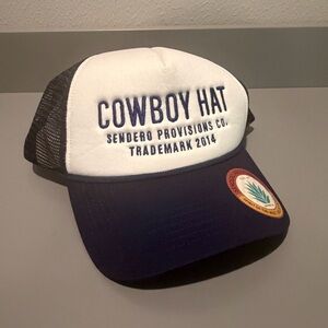 Sendero Provisions Co Navy Hat “Cowboy Hat” Snapback Foam Mesh Embroidered NWT